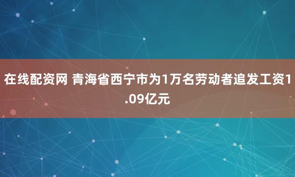 在线配资网 青海省西宁市为1万名劳动者追发工资1.09亿元